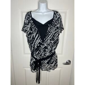 East 5th Woman 2-pc Sheer Blouse/Cami Black/White ~ Size 2X